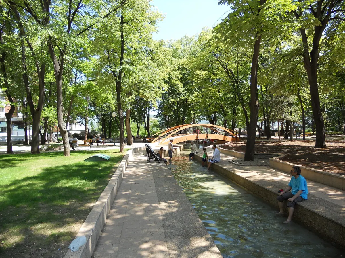 Potok kroz banjski park Niške Banje ispod platana